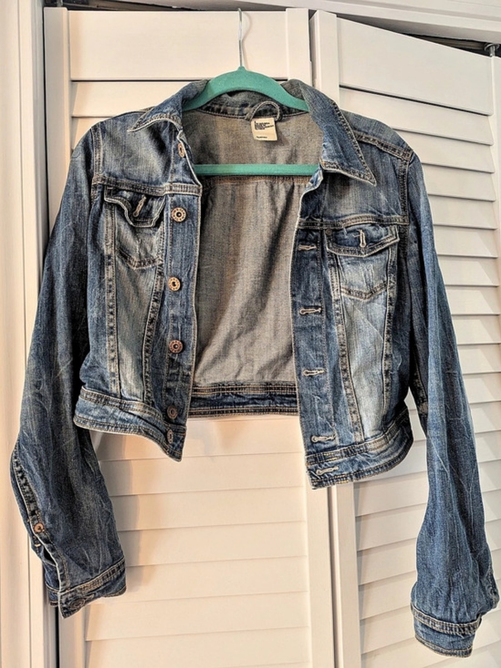 H&M Size 4 Women's Cropped Blue Denim Jean Jacket